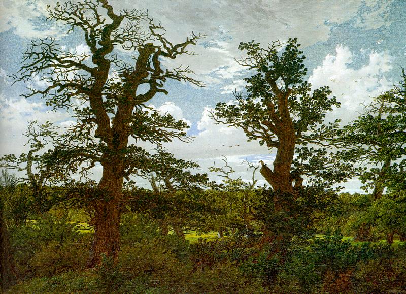 Caspar David Friedrich Landscape with Oak Trees and a Hunter